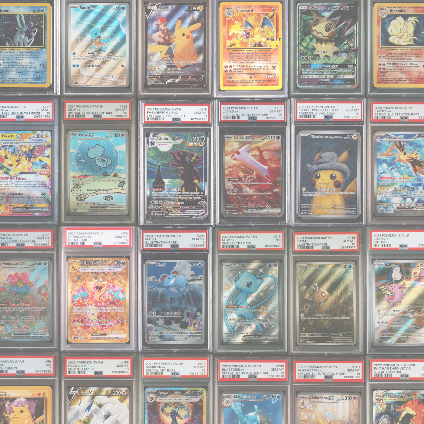 Diverse PSA Slabs nebeneinander