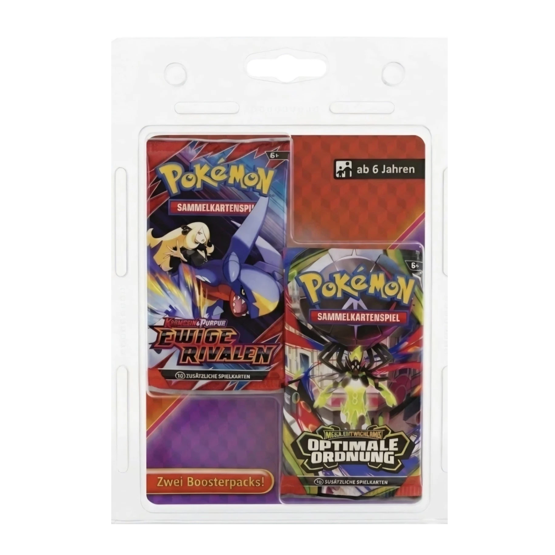 Pokémon 2er Booster Blister Karmesin & Purpur Ewige Rivalen + Mega-Entwicklung Optimale Ordnung Sammelkartenspiel