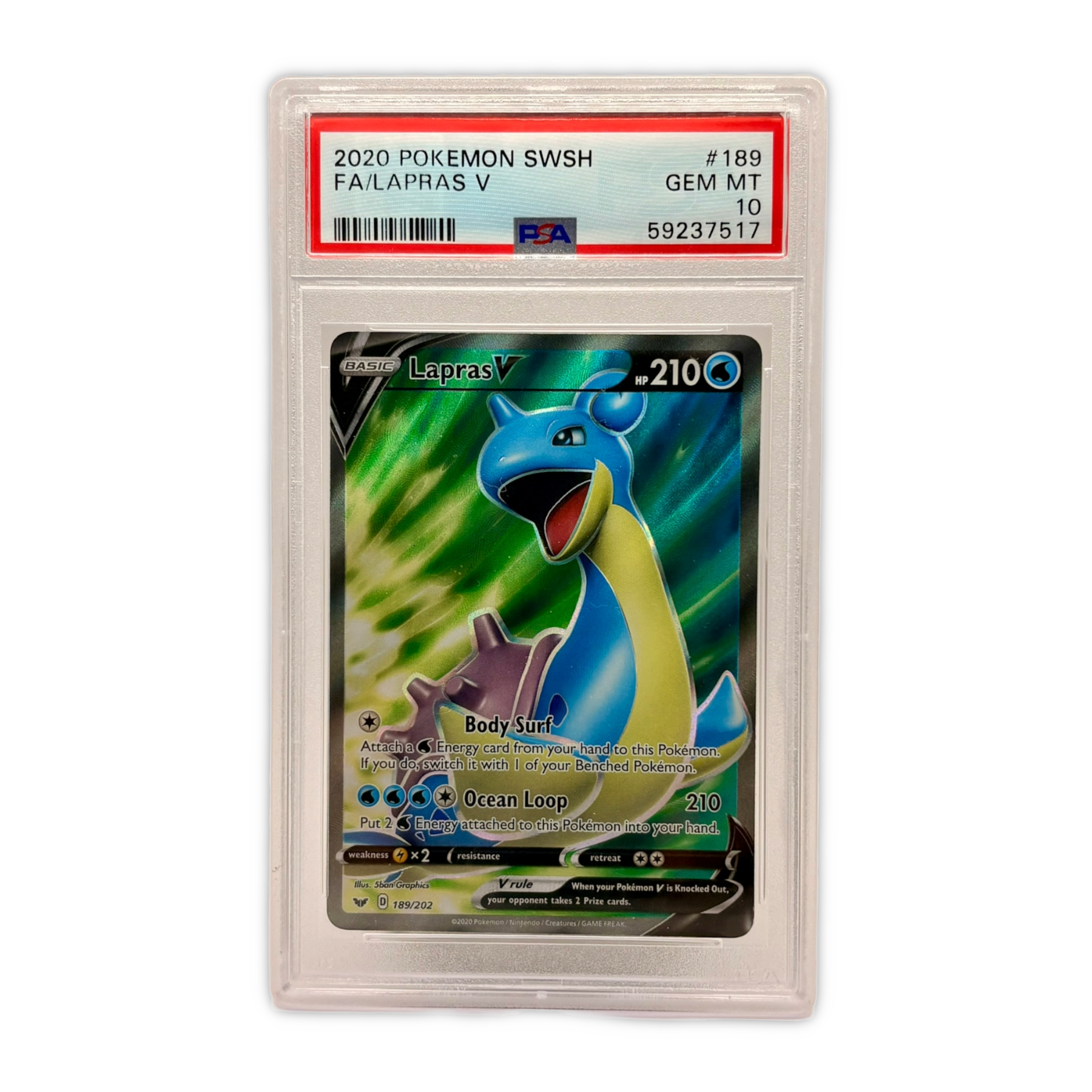 2020 Lapras V #189 SWSH PSA 10 Gem Mint Sammelkarte